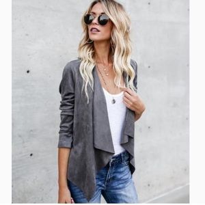 Vici Parker drape suede blazer grey jacket